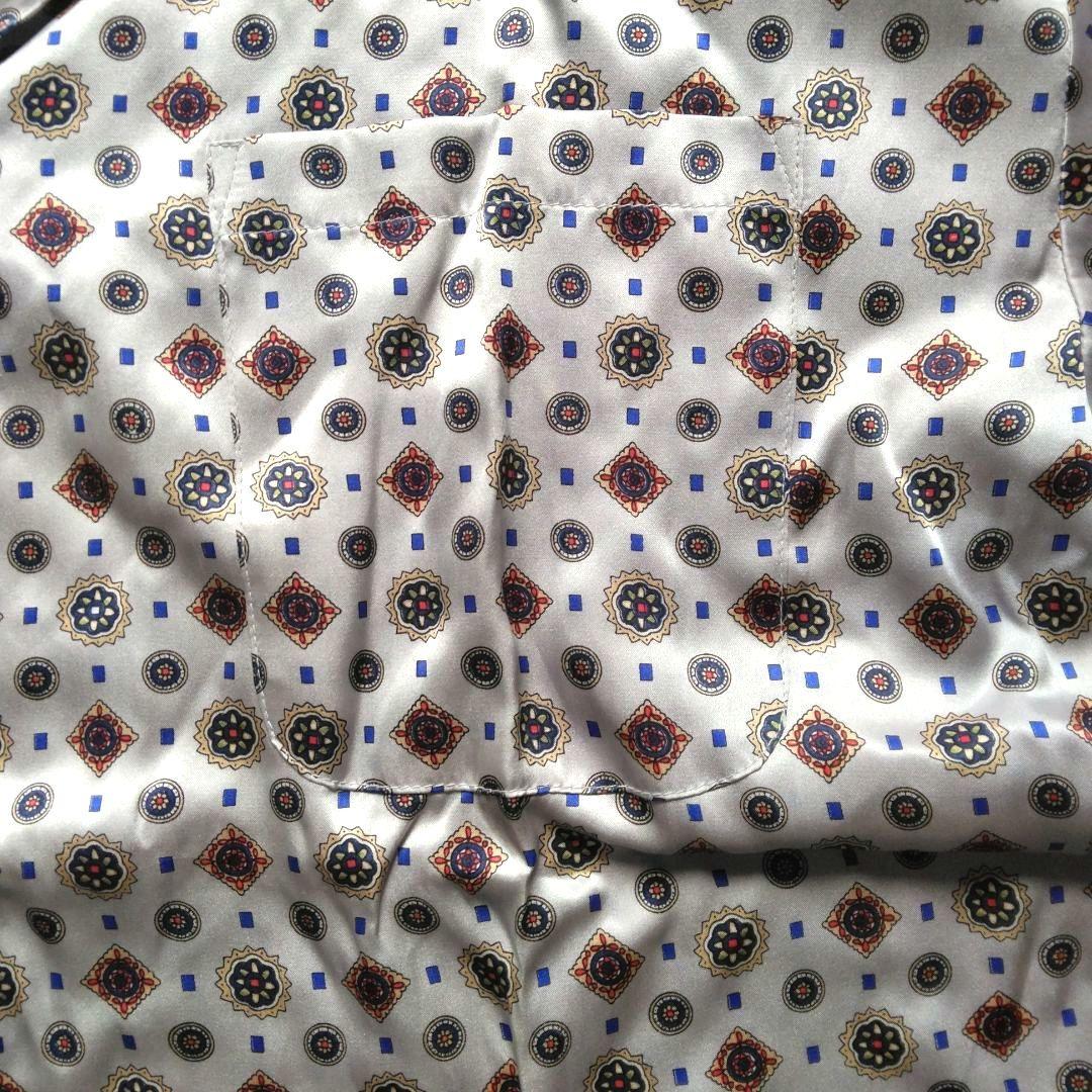 シルク　メンズパジャマ　幾何学模様　オシャレ　絹100%