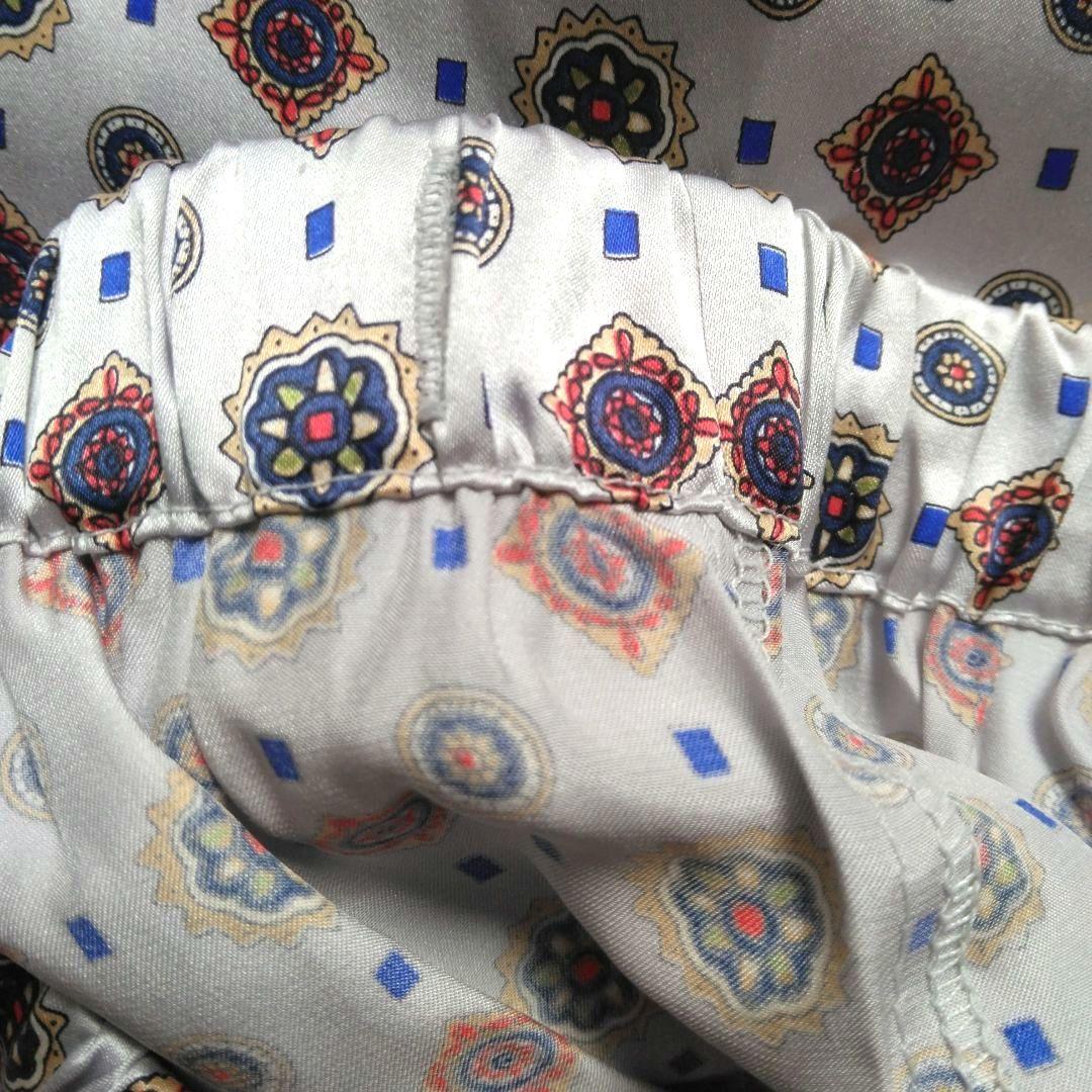 シルク　メンズパジャマ　幾何学模様　オシャレ　絹100%