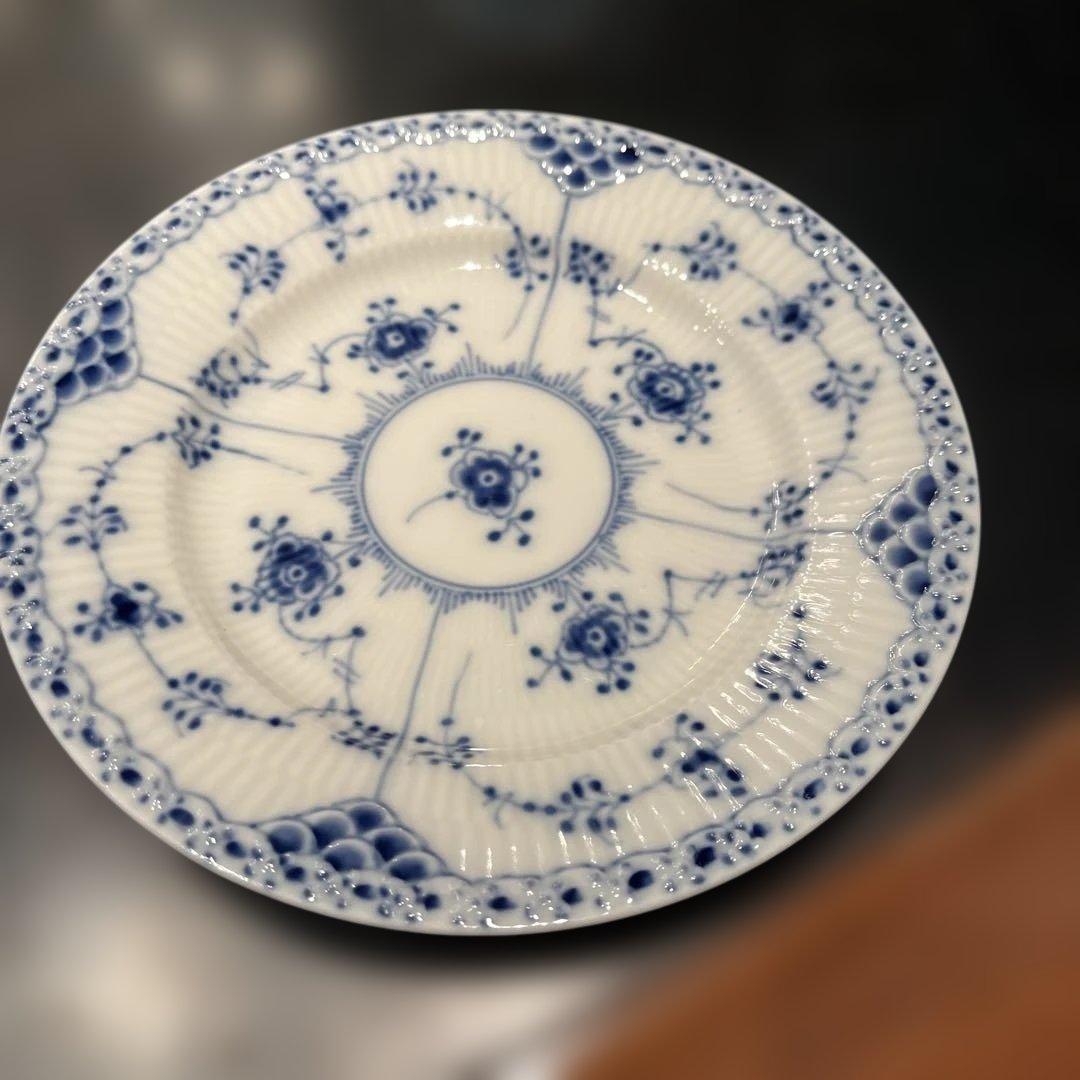 ロイヤルコペンハーゲンブルーフルーテッド ハーフレース　ケーキ皿6枚