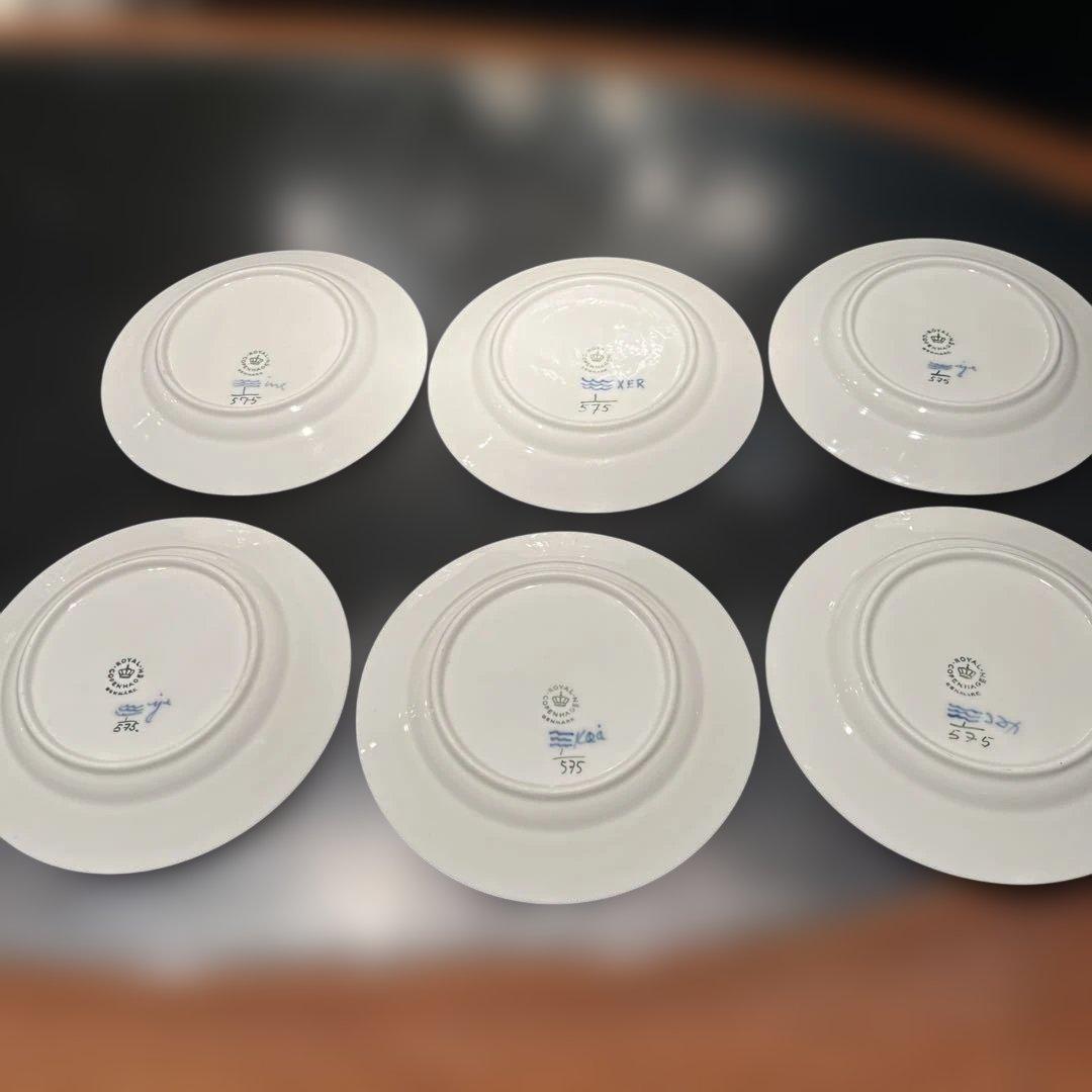 ロイヤルコペンハーゲンブルーフルーテッド ハーフレース　ケーキ皿6枚