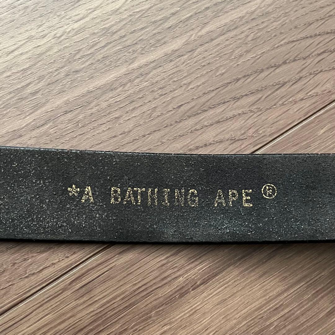 【レア】BAPE メタルバックル ブラックレザーベルト