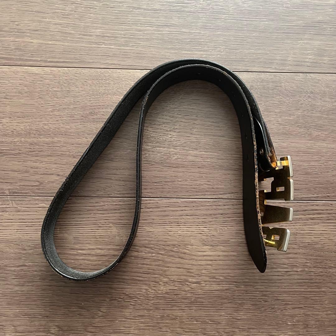 【レア】BAPE メタルバックル ブラックレザーベルト