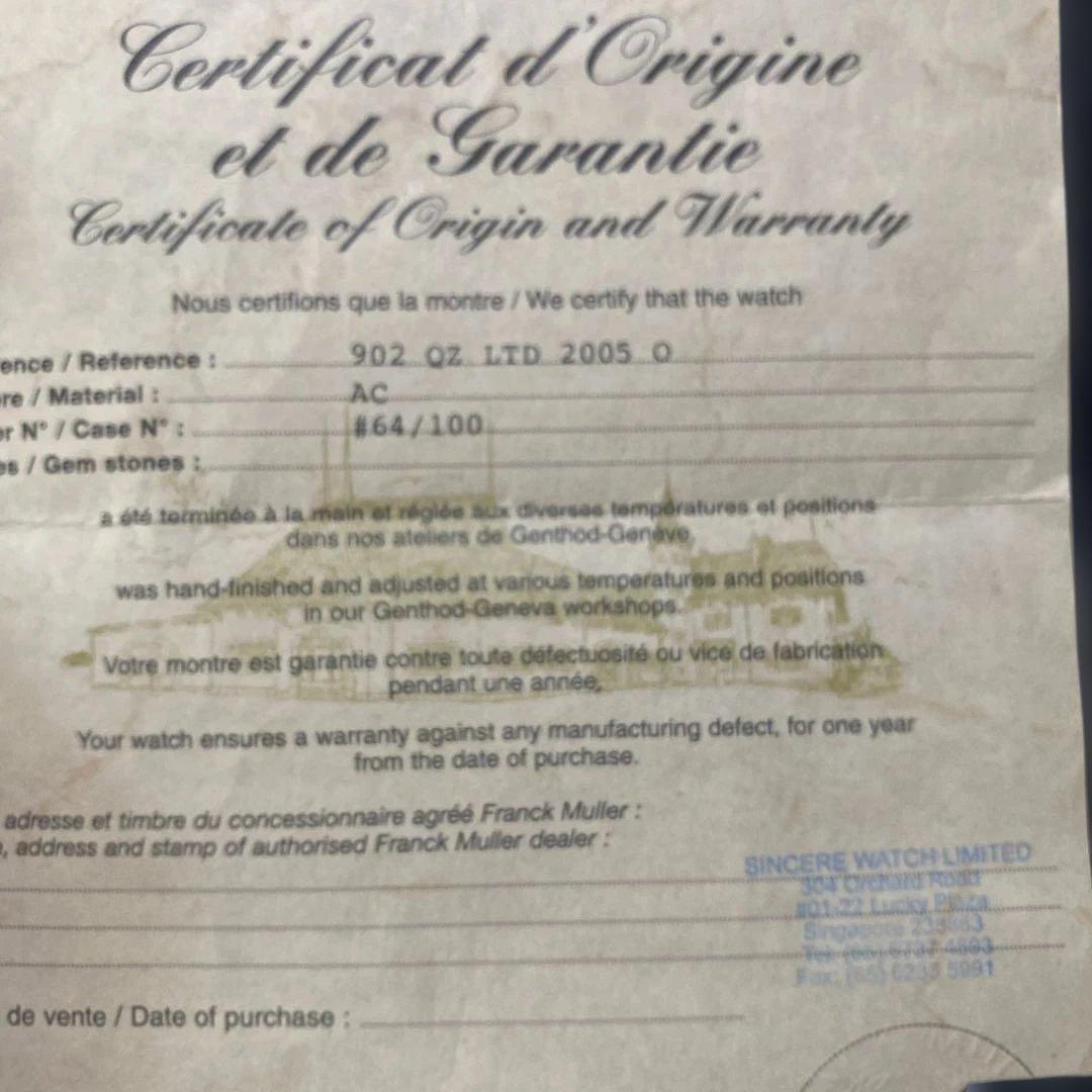 902 QZ LTD フランクミュラー　クォーツ