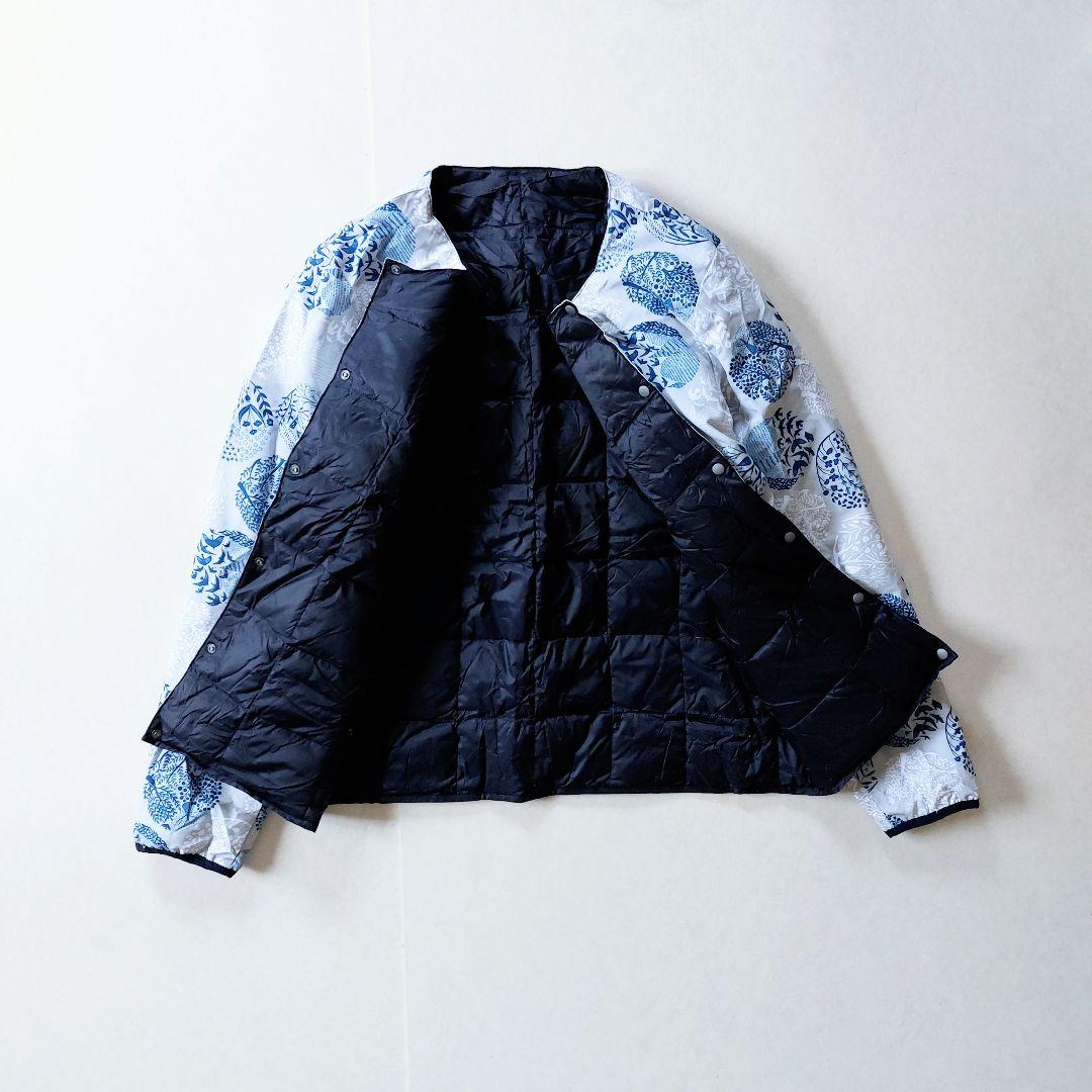 TAION&graniph　リバーシブルライトダウン欧風柄✕黒　ポーチ付き