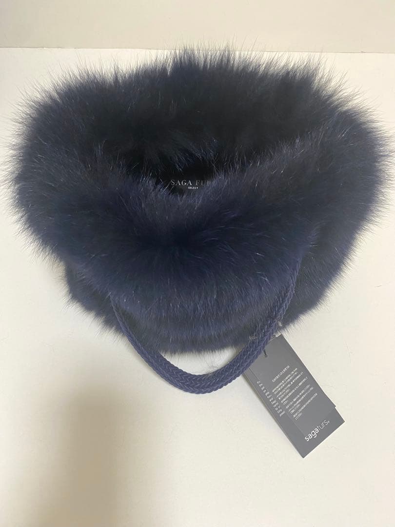 saga furs ネイビー ファー ハンドバッグ