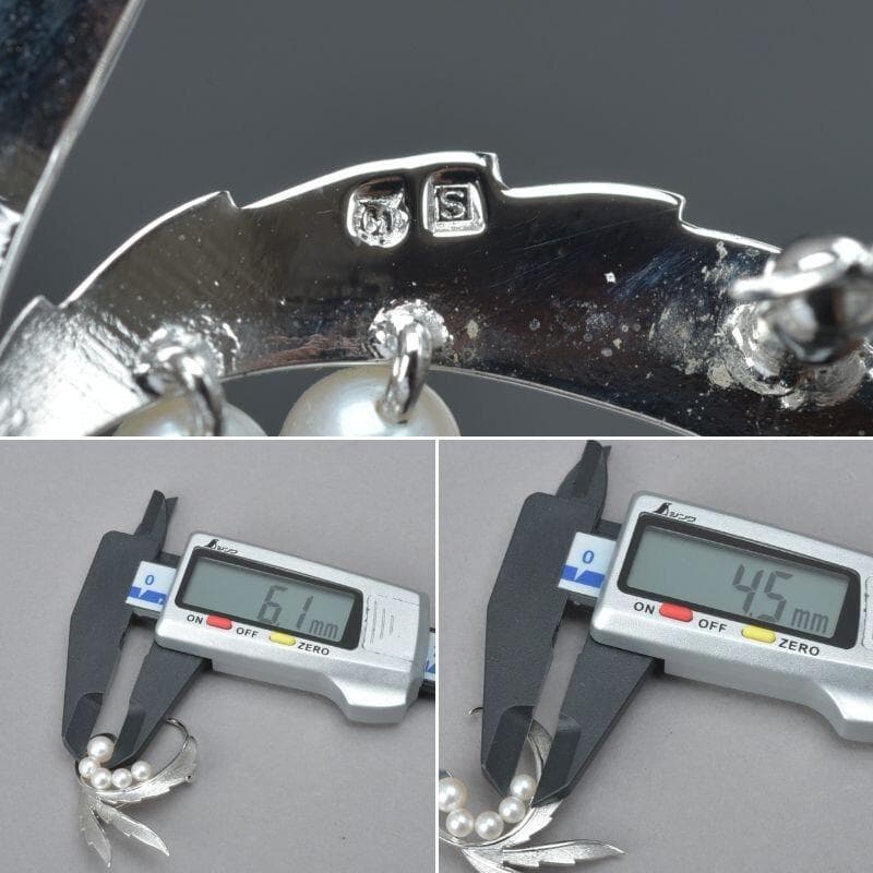 美品 MIKIMOTOアコヤ真珠ブローチ リーフ パール幅6.1mm重さ5.2g