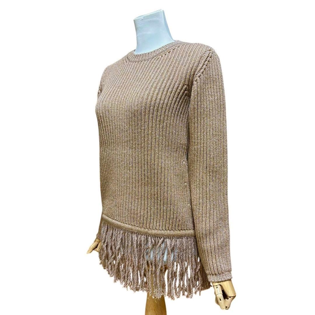 未使用級　サイズS 白タグ　マックスマーラ　フリンジ　ラメ入りカシミヤ混　ニット