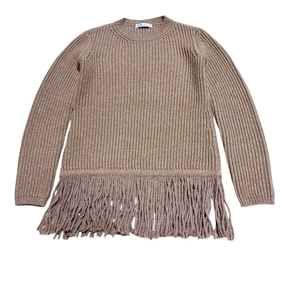 未使用級　サイズS 白タグ　マックスマーラ　フリンジ　ラメ入りカシミヤ混　ニット