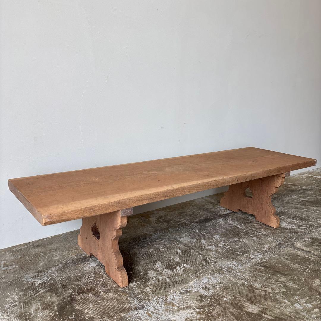 欅材の飾り台　ローテーブル　文机　白木　木地　無塗装　剥離家具　無垢材　ハート