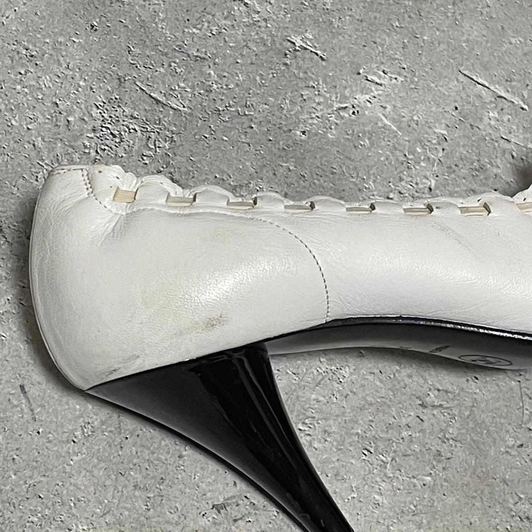 シャネル　CHANEL　ハイヒールパンプス　バイカラー　リボン　ココマーク　36