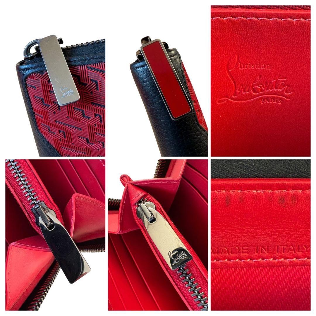 近年モデル　美品　クリスチャンルブタン　長財布　ラウンドファスナー　レザー　赤