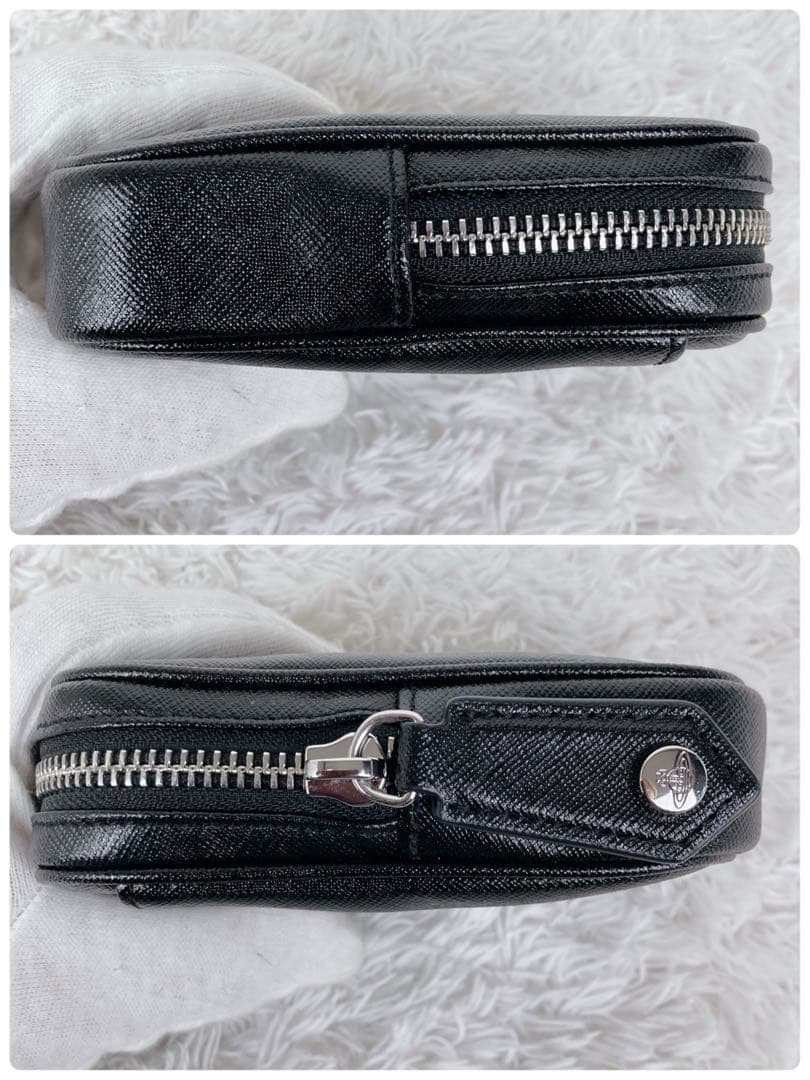 未使用級✨ヴィヴィアンウエストウッド ポーチ　小物入れ　ディアマンテ　レザー　黒