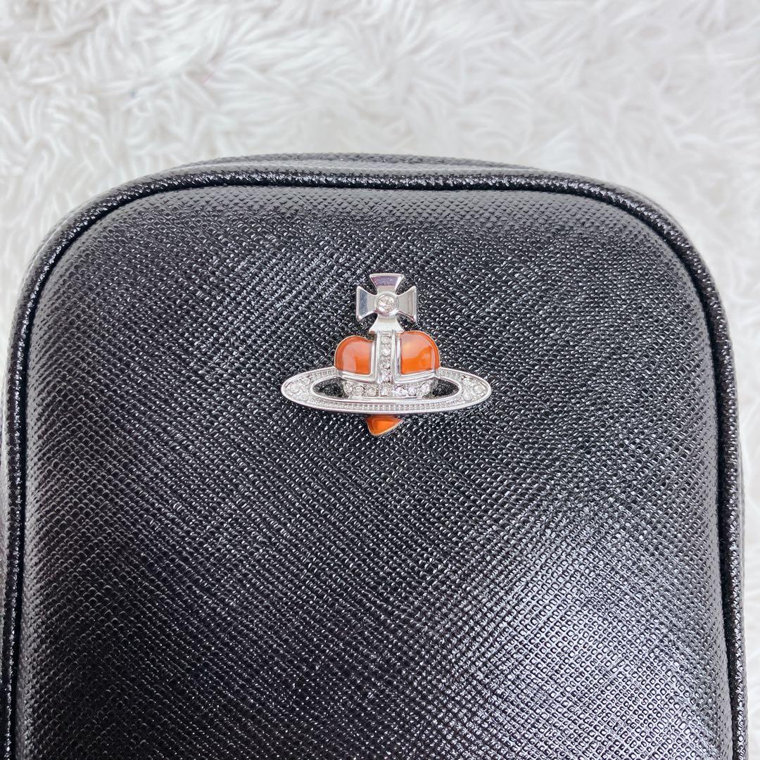 未使用級✨ヴィヴィアンウエストウッド ポーチ　小物入れ　ディアマンテ　レザー　黒