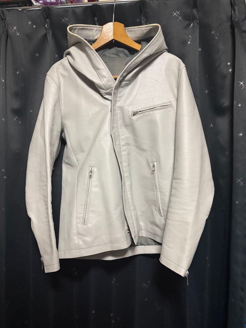 ジャケット・アウター archive white hoodie leather jacket