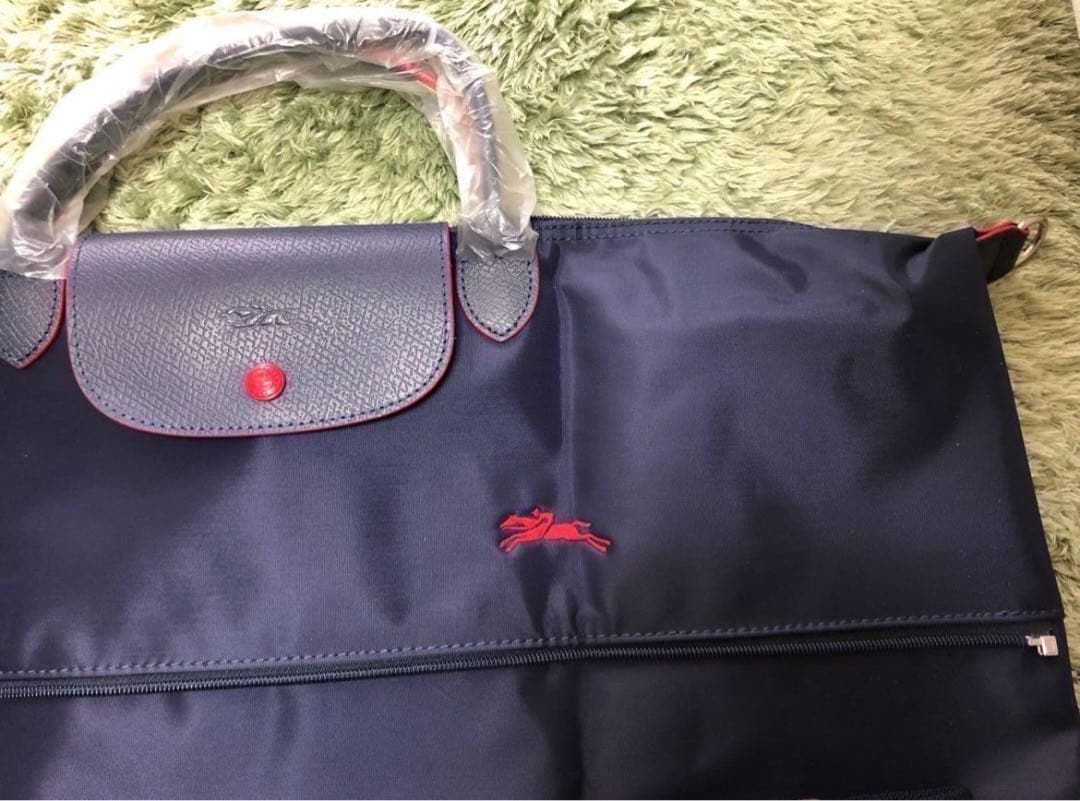 【新品】ロンシャン ル・プリアージュボストン男女兼用 ネイビー、レッド(刺繍)