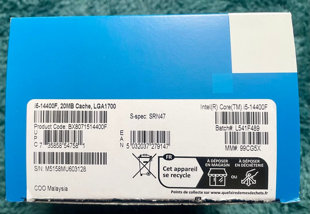 CPU Intel Core i5-14400F 14TH GEN CPU