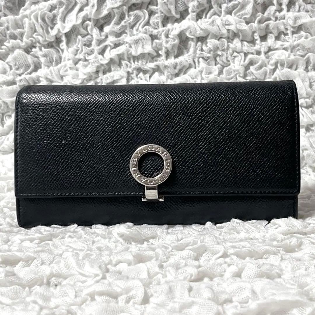 美品✨　BVLGARI 長財布　ビーゼロワン　サークルロゴ　レザー　本革　黒