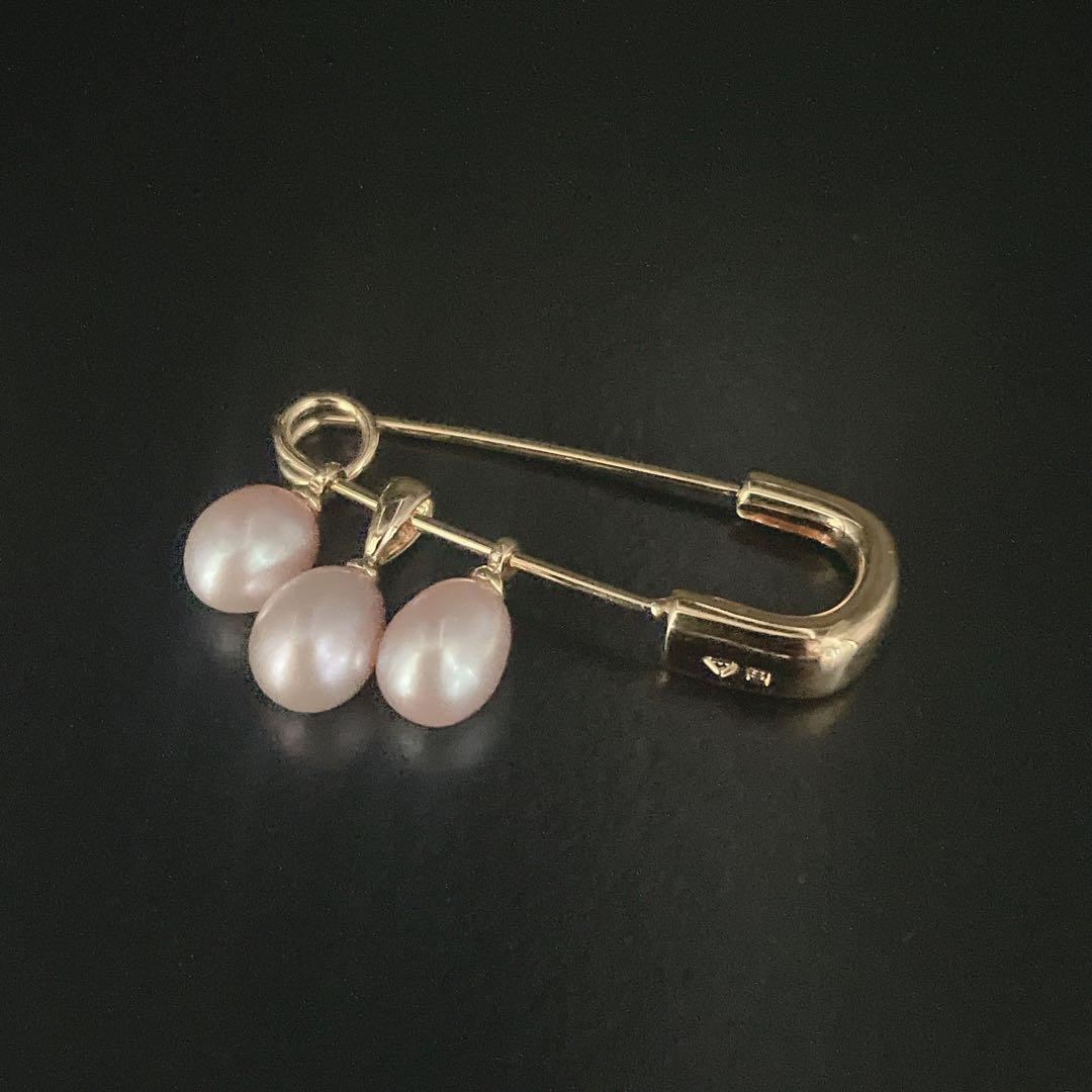 美品　ミキモト　ミニブローチ　本真珠　パール　カブトピン　ゴールド　0.6