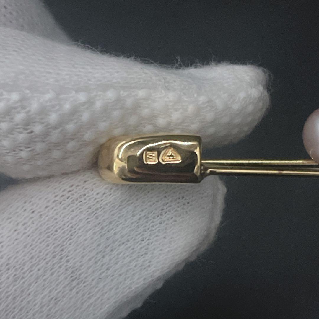 美品　ミキモト　ミニブローチ　本真珠　パール　カブトピン　ゴールド　0.6