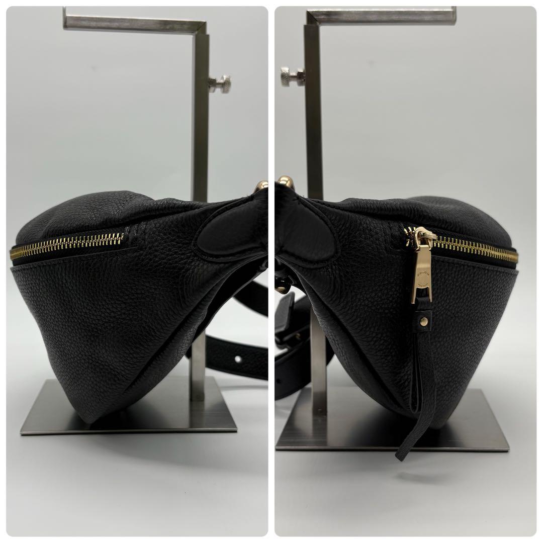 美品✨コーチ ウエストポーチ ボディバッグ シボ革 ゴールド金具 ブラック