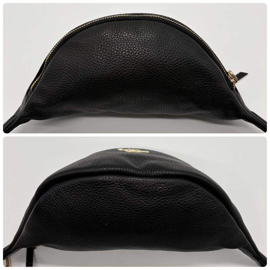 美品✨コーチ ウエストポーチ ボディバッグ シボ革 ゴールド金具 ブラック