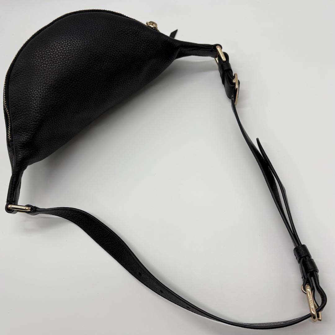 美品✨コーチ ウエストポーチ ボディバッグ シボ革 ゴールド金具 ブラック