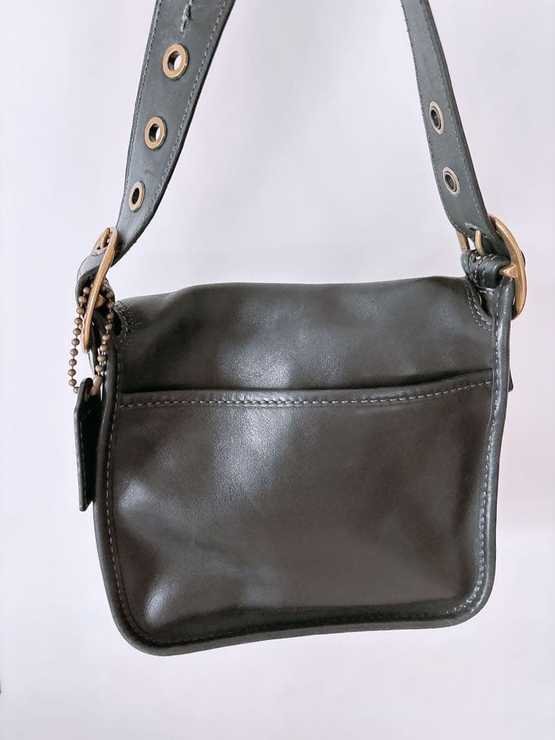 【希少品】COACH 黒 レザー バッグ 定価5万 オールドコーチ レア レトロ