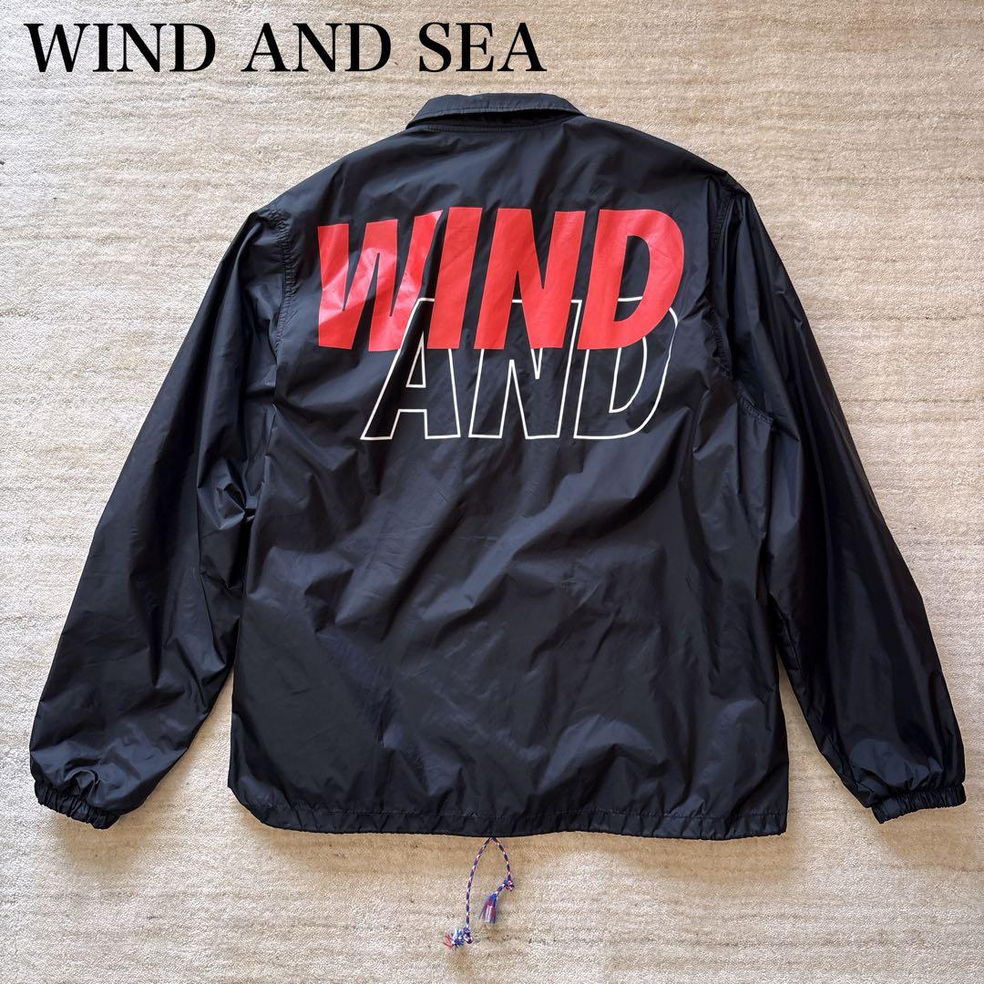 ウィンダンシー ビッグロゴ ナイロン コーチジャケット 両面プリント M 黒 赤