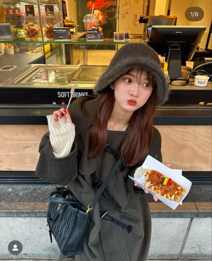 PINUE ロングダッフルコート S チャコール