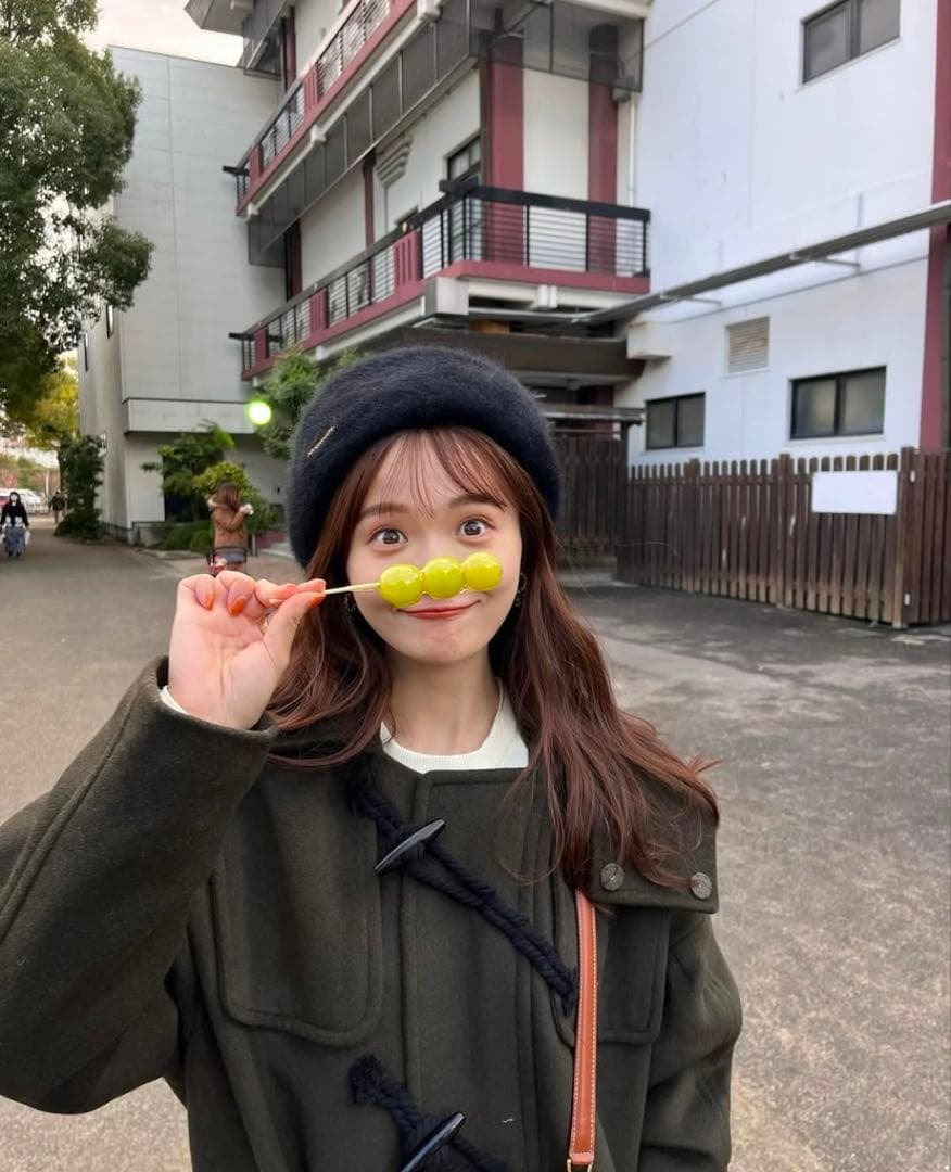 PINUE ロングダッフルコート S チャコール