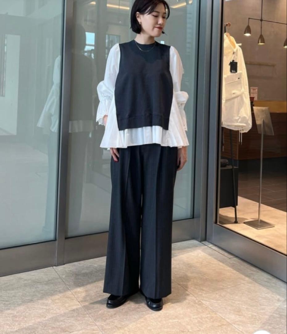 新品タグ付UNITED ARROWS プリーツコンビ ニットブラウス FREE