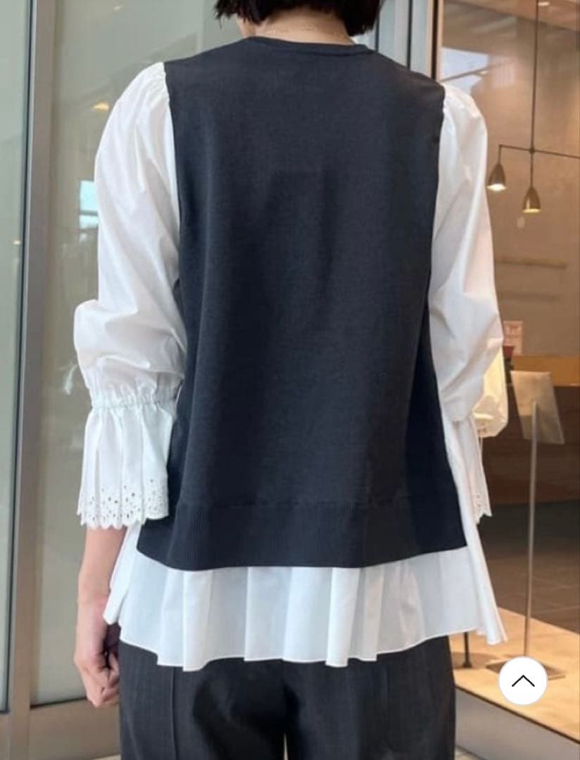 新品タグ付UNITED ARROWS プリーツコンビ ニットブラウス FREE