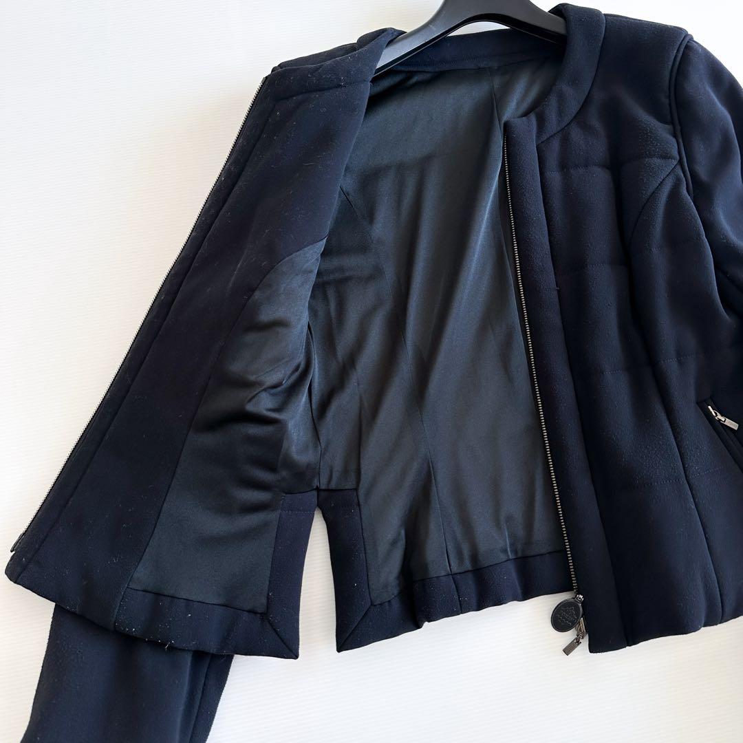 フォクシーニューヨーク / 中綿 ノーカラー ジャケット ダークネイビー 40