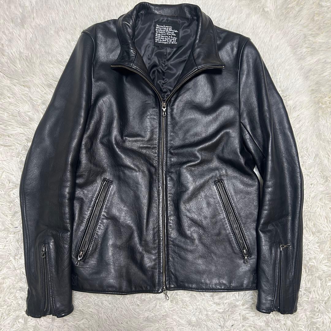 美品⭐︎ナノユニバース　レザージャケット　牛革　黒　　L THERMOLITE