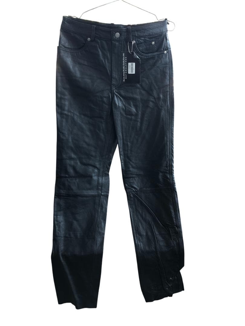 [在庫処分] 新品 Harley-Davidson ブラックレザーパンツ W30