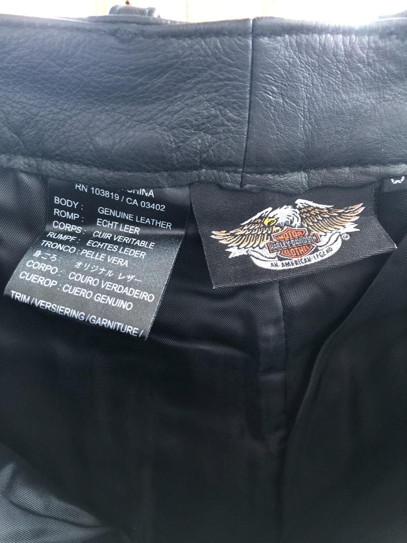 [在庫処分] 新品 Harley-Davidson ブラックレザーパンツ W30