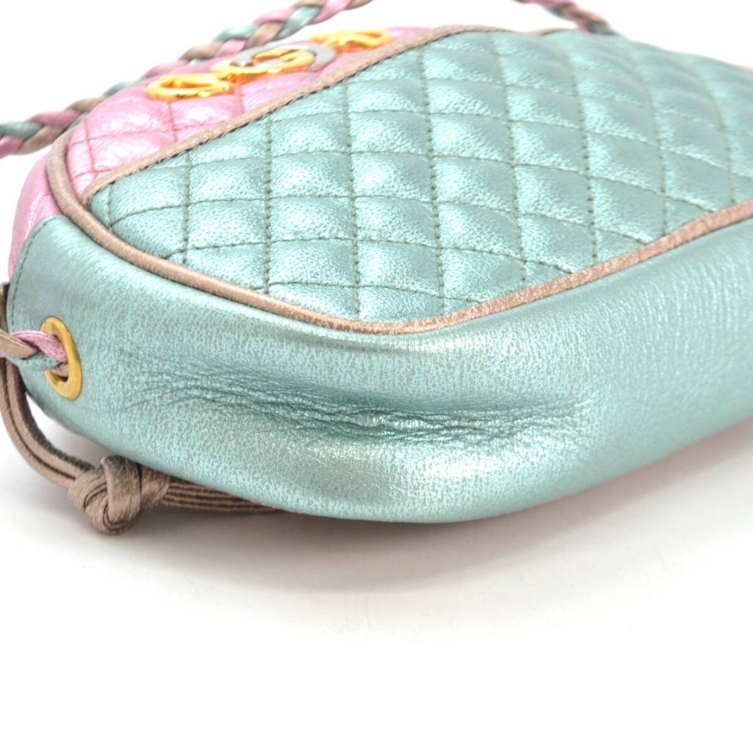 Y.OO GUCCI グッチ ラミネート ショルダーバッグ ピンク×ブルー