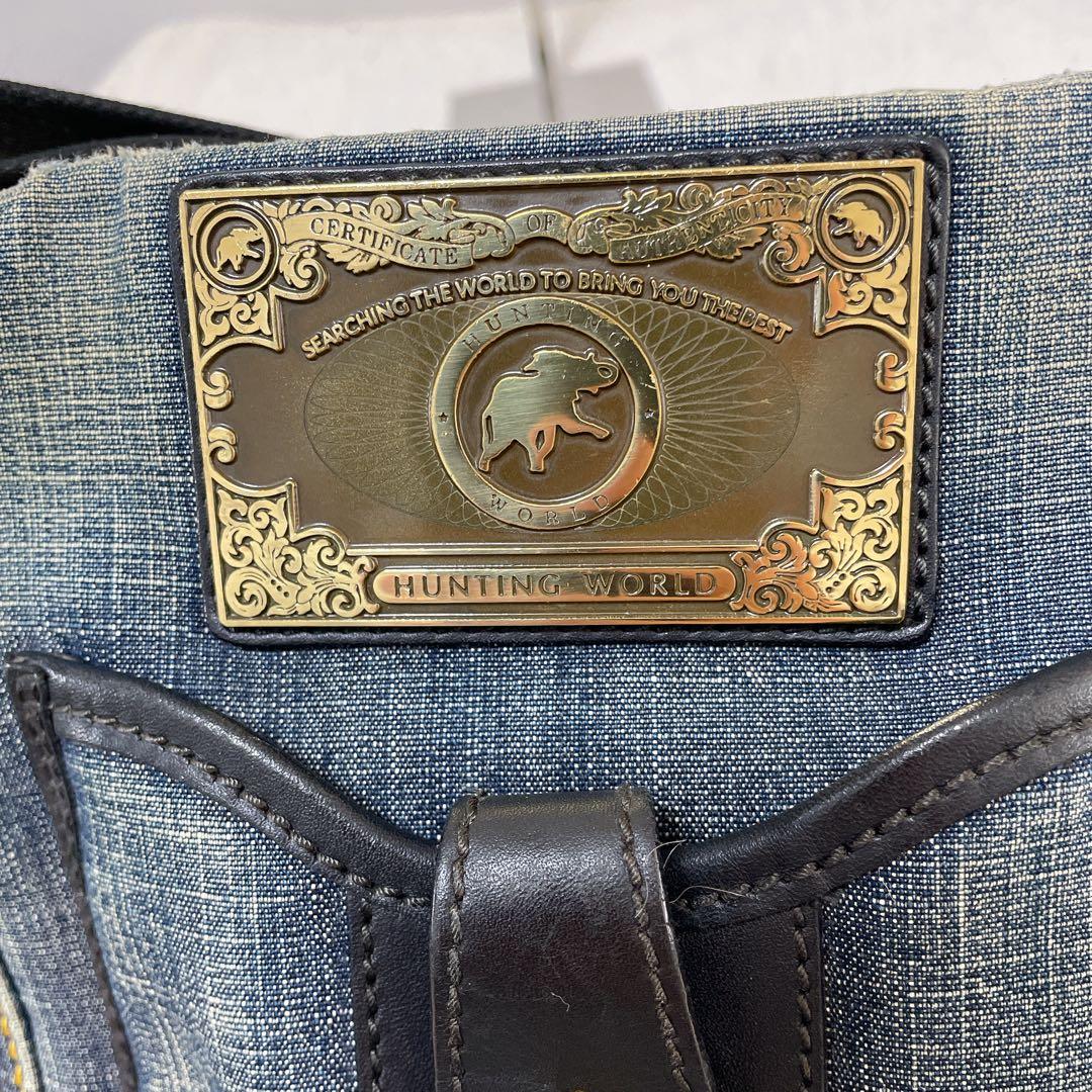 【希少】HUNTING WORLD デニム×レザー ショルダーバッグ 斜め掛け