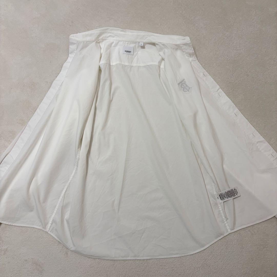 【現行美品】バーバリー 長袖シャツ 白 ドレスシャツ TBロゴ L チェック