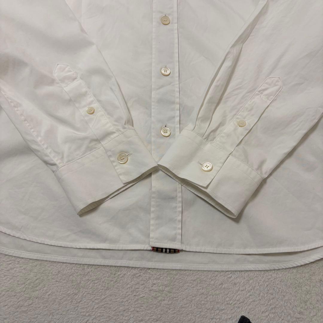 【現行美品】バーバリー 長袖シャツ 白 ドレスシャツ TBロゴ L チェック