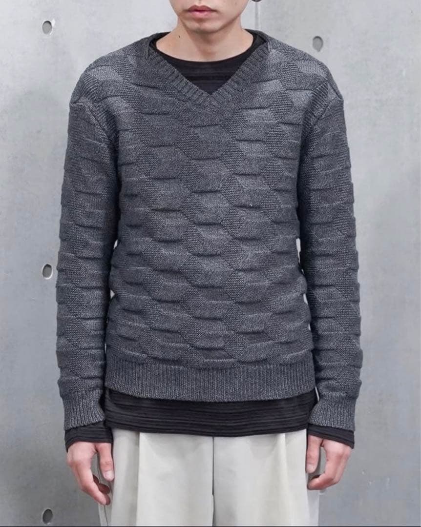 トップス 00s RAF by RAF SIMONS V-neck 3D sweater