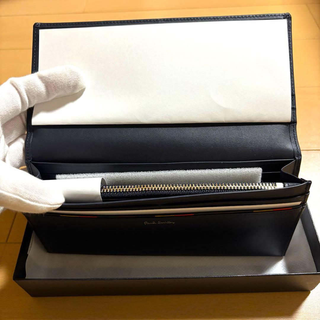 Paul Smith 長財布　ブライトストライプステッチ　新品未使用品　ネイビー