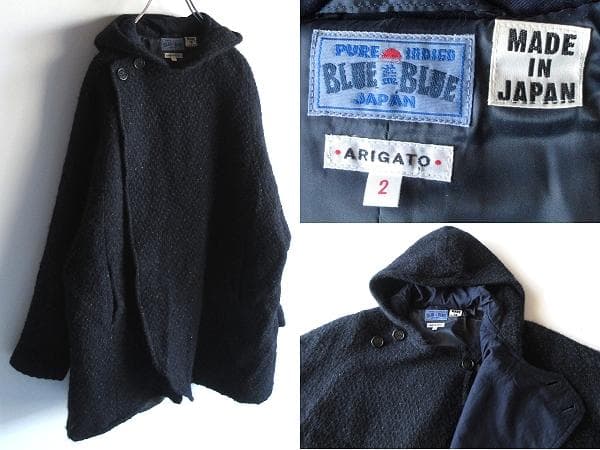 BLUE BLUE JAPAN ネップツイード フード コクーンコート ゆったり