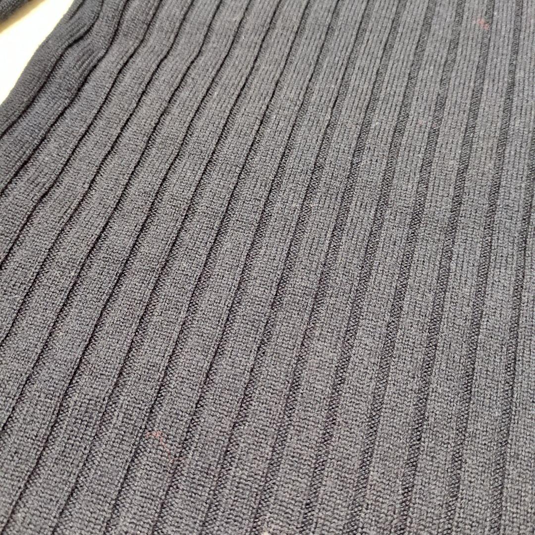 濃紺 ネイビー リブ編み タートルネック セーター ニット イタリア製糸 ウール