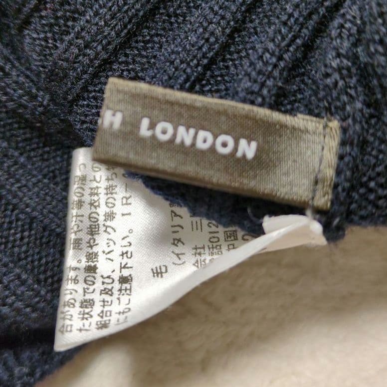 濃紺 ネイビー リブ編み タートルネック セーター ニット イタリア製糸 ウール