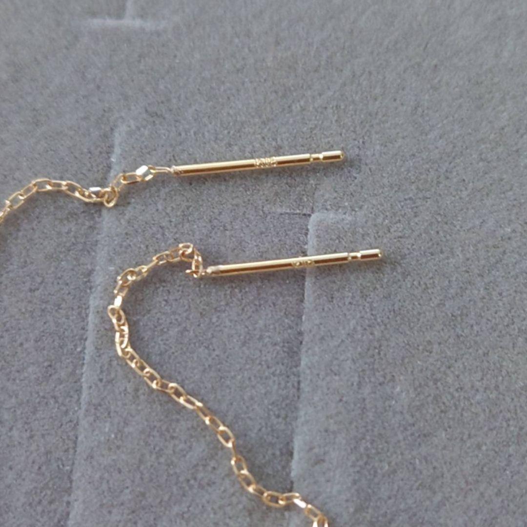 未使用　ローズクォーツ　アメリカンピアス　K18　イエローゴールド