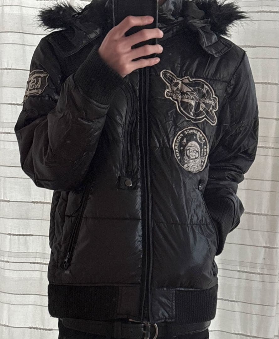 AVIREX ファー ダウンジャケット 黒