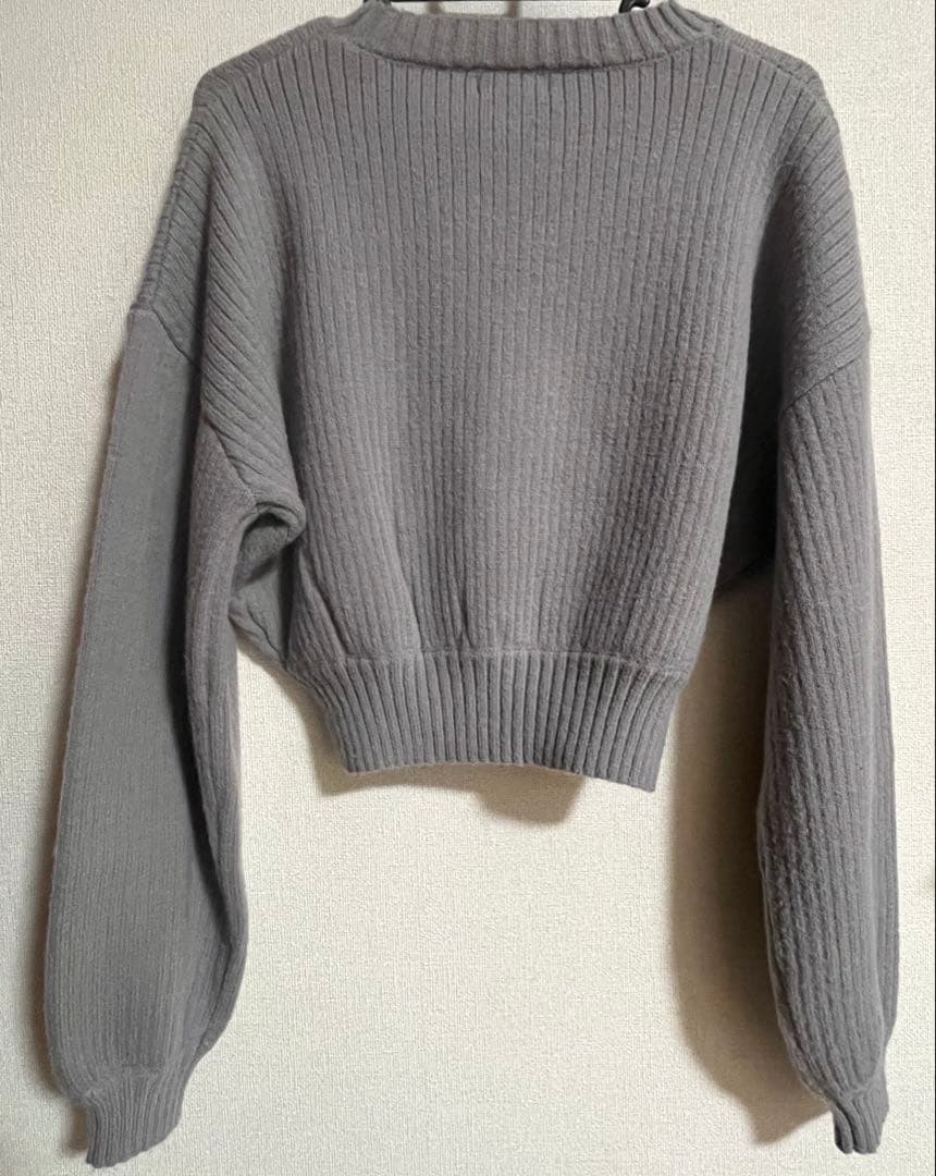 Darich ダーリッチ　DRビジューボリュームリブニットトップス　グレー