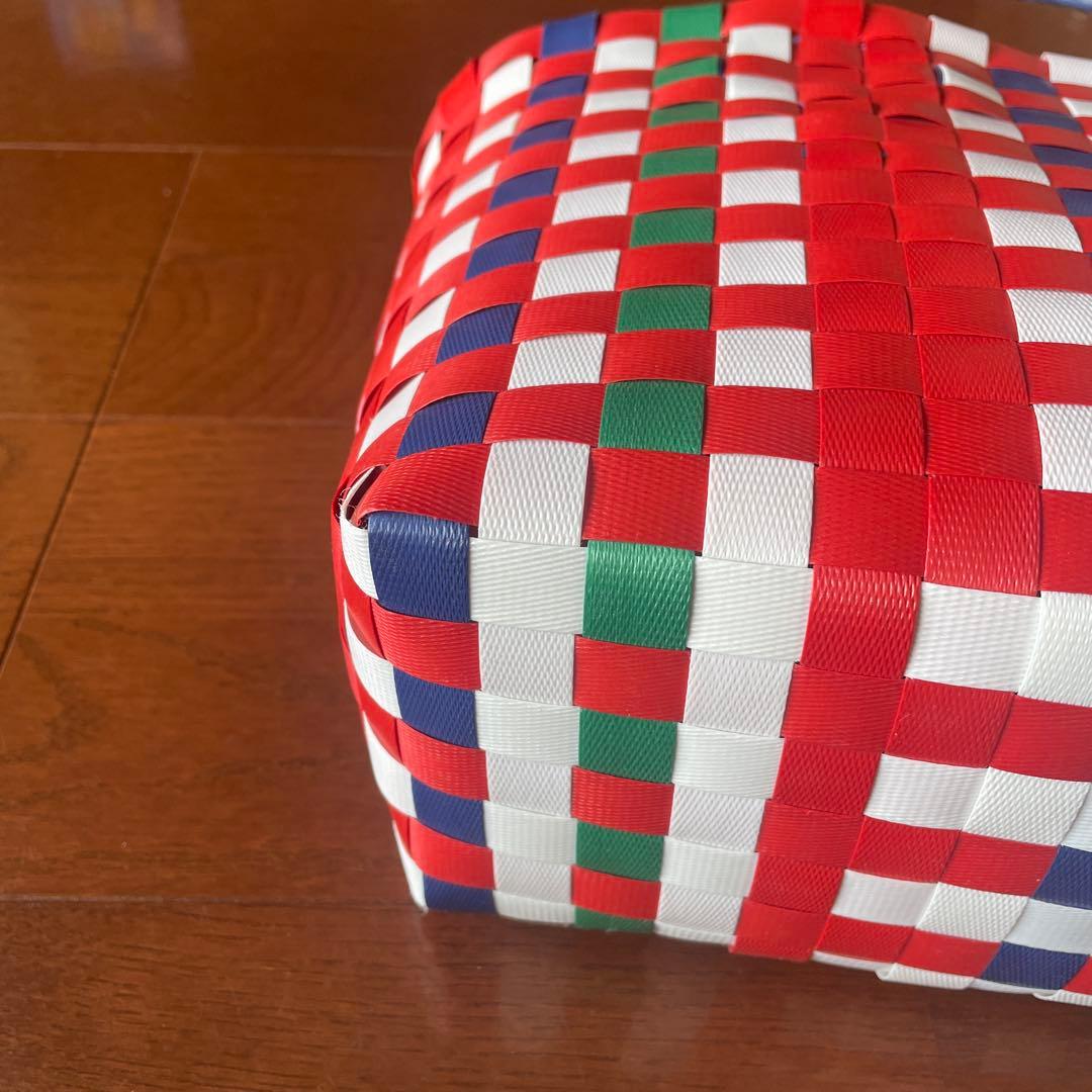 カラフルチェック柄かごバッグ