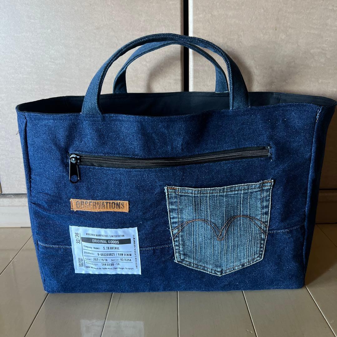 しんぱぱ★ショルダーバッグ　デニムリメイク　ハンドメイド